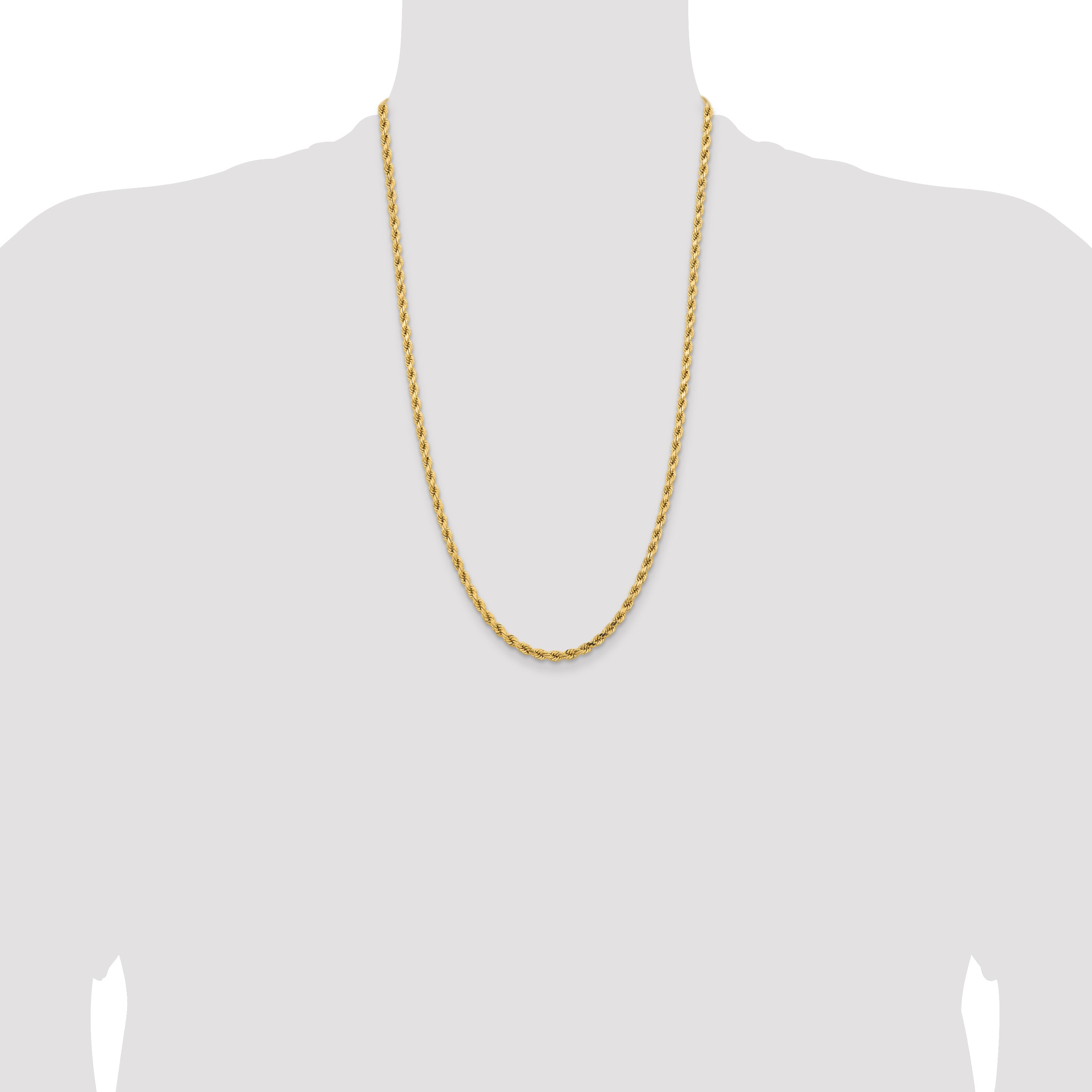 14K 26 inch 4.25mm Diamond-cut Rope with Lobster Clasp Chain 033L
