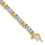 14k Two-tone Complete 1/2 carat Diamond X-design 7 inch Bracelet BM4616