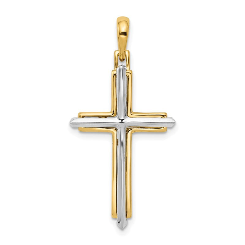 14k Two-tone Fancy Cross Pendant D1563