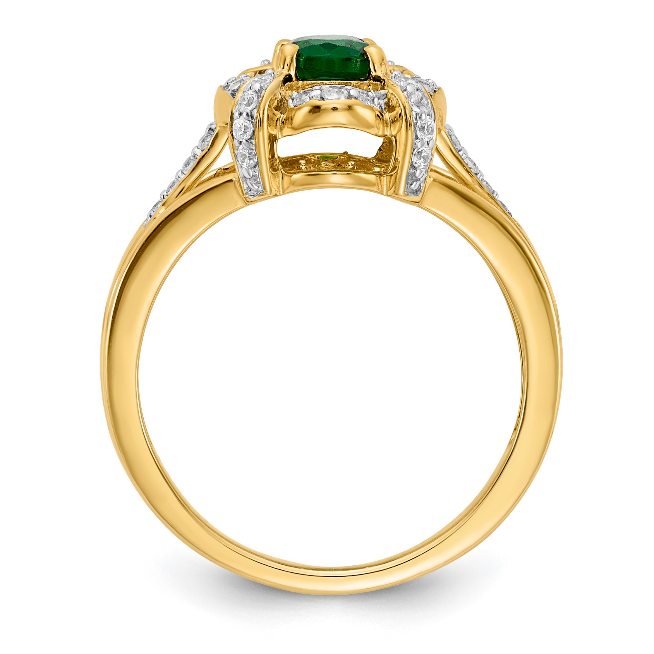 14k White Gold Diamond and Oval Emerald Ring RM5758