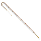 14k Tri-color 3-Strand Diamond-cut Beaded 9-Station 9 inch Plus 1 inch Extender - Total 10 inch Anklet ANK290