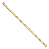 14k Two-tone Complete 1.87 carat Round AA Diamond Curved Bar Link 7 inch Tennis Bracelet X2362AA