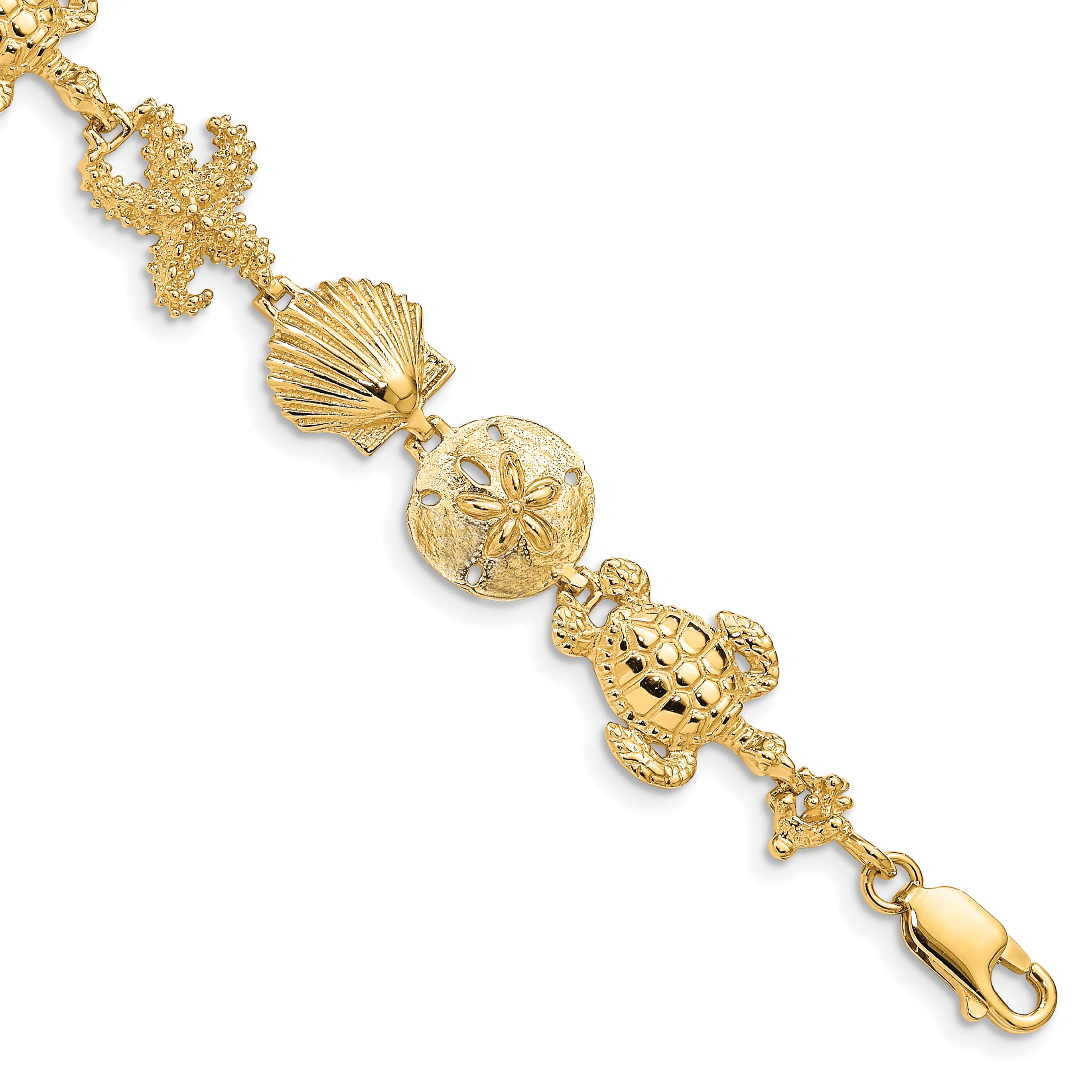 14k Polished Sea Life Theme 7.25 inch Bracelet FB1111