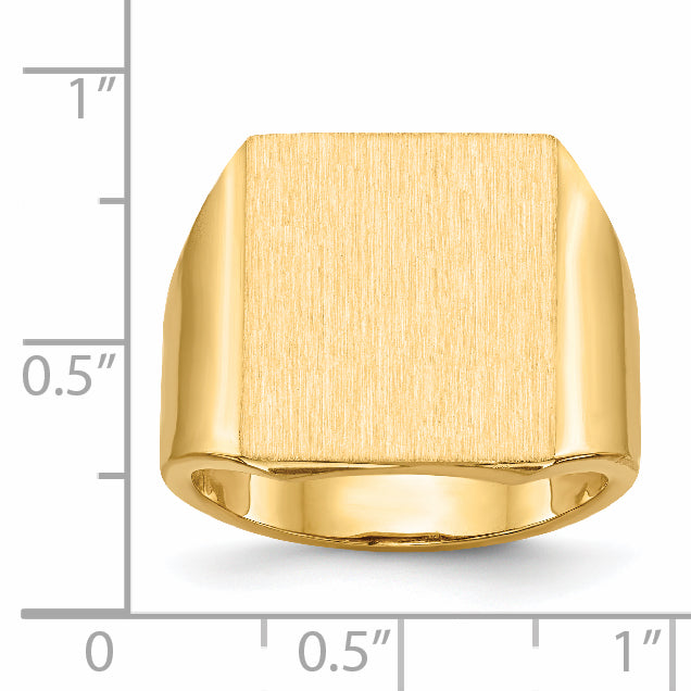 14k 15.5x17.5mm Open Back Mens Signet Ring RS366
