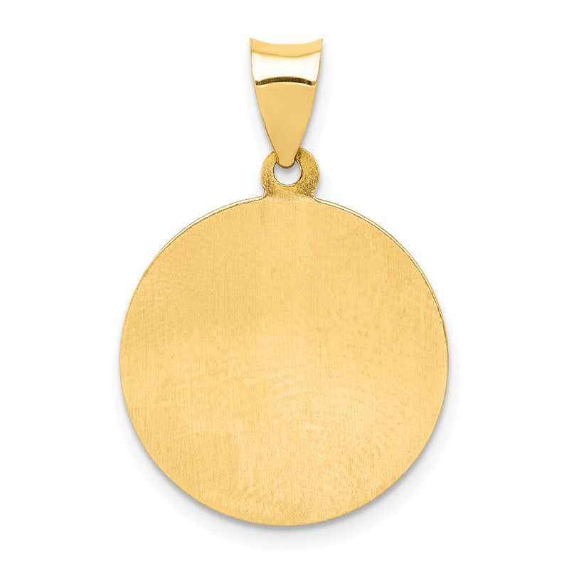 14k Polished and Satin Hollow St. Michael Medal Round Pendant XR1363