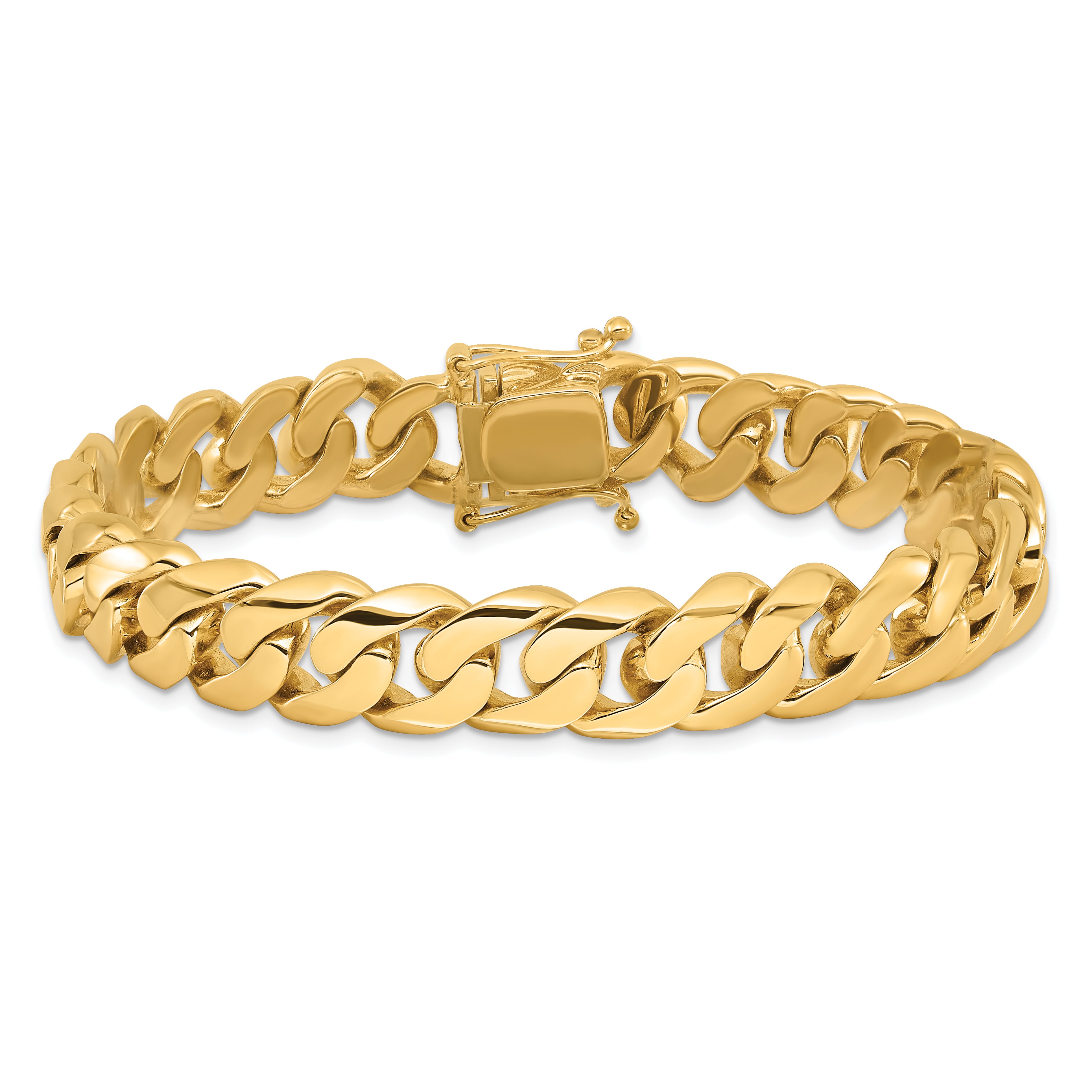 14K 20 inch 10.8mm Hand Polished Rounded Curb Link with Box Catch Clasp Chain LK127