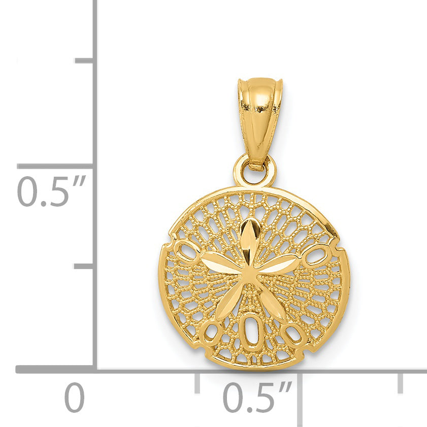 14k Gold Polished Filigree Sand Dollar Pendant YC1250
