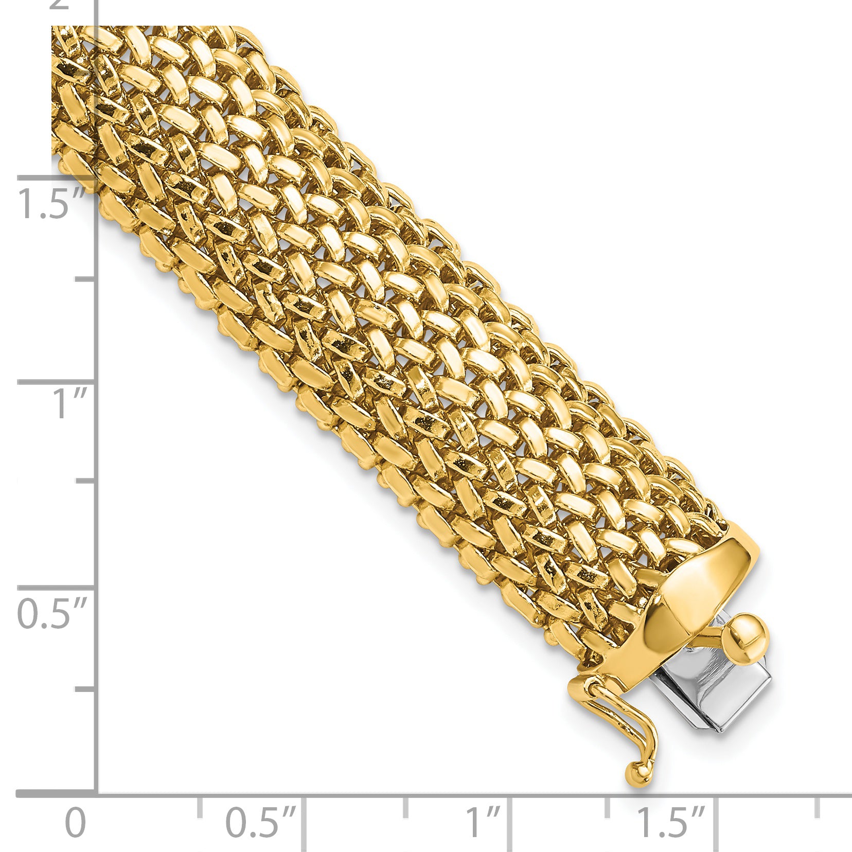 14k Polished 13.75mm Mesh 7.25 inch Bracelet SF598