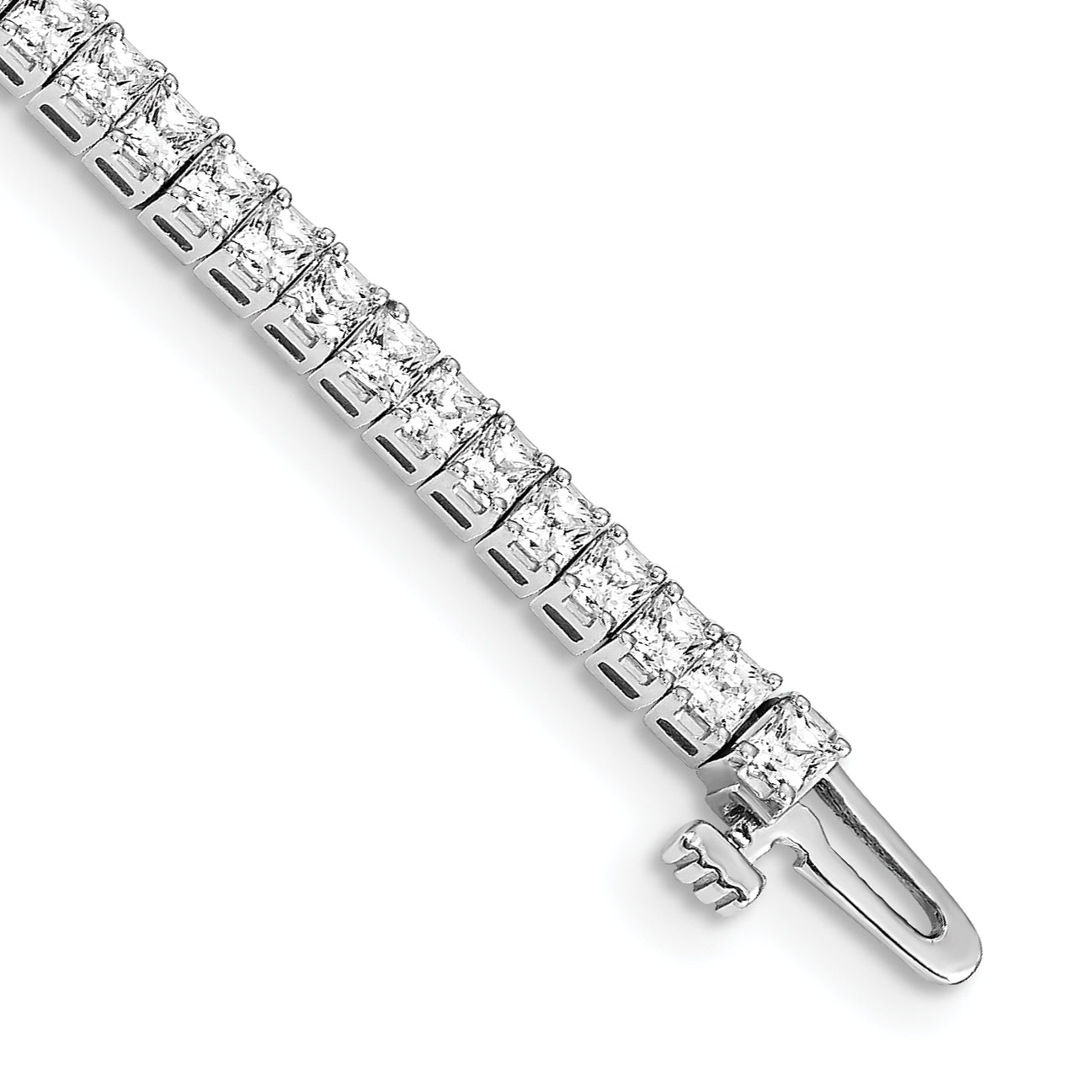 14k White Gold Complete 4 carat Princess AA Diamond 4-prong 7 inch Tennis Bracelet X10022WAA