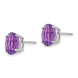 14k White Gold 9x7mm Oval Amethyst Post Earrings XE89WAM