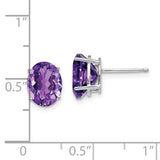 14k White Gold 9x7mm Oval Amethyst Post Earrings XE89WAM