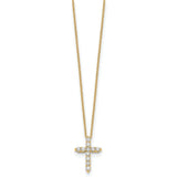 14k White Gold 1/4 carat Diamond Cross Pendant 18 inch Necklace PM1000