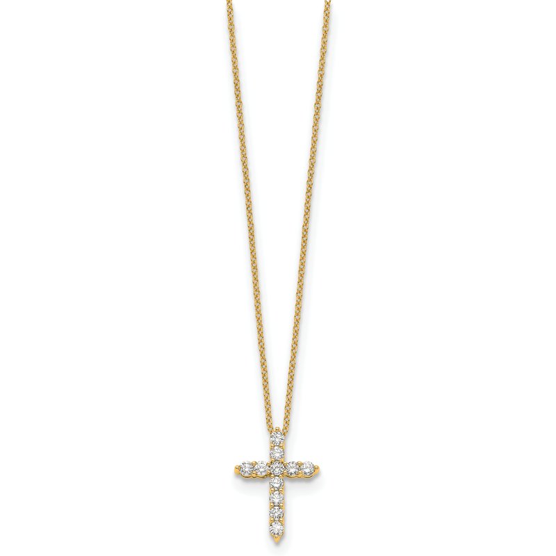 14k White Gold 1/4 carat Diamond Cross Pendant 18 inch Necklace PM1000