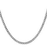 14K White Gold 10 inch 3.35mm Semi-Solid Curb with Lobster Clasp Anklet BC103