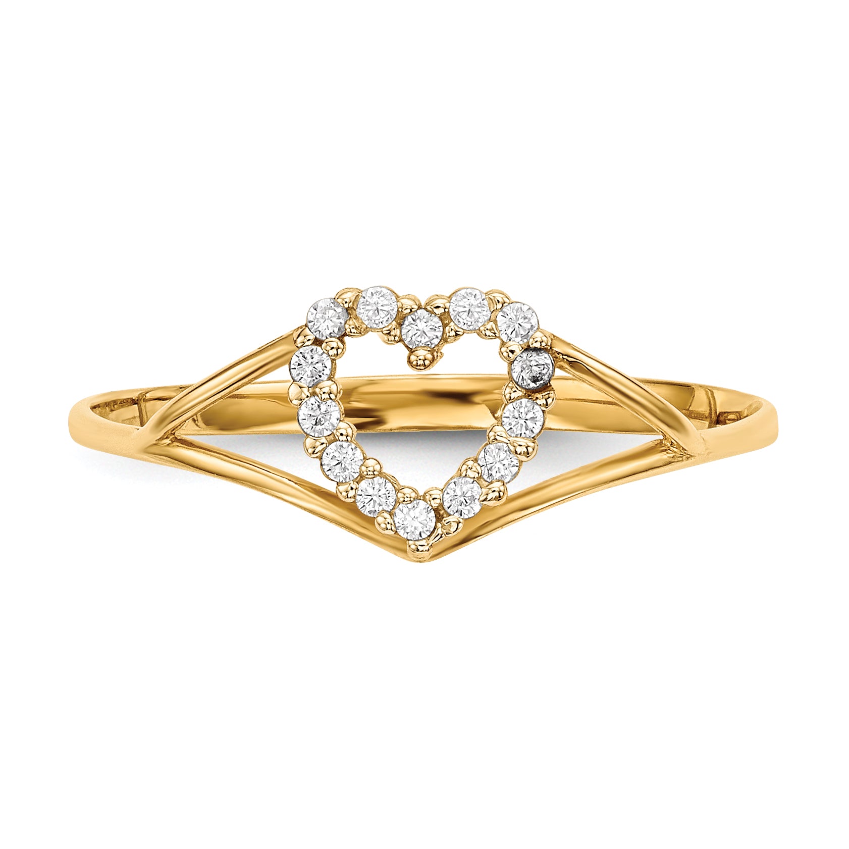 14k CZ Heart Ring R595