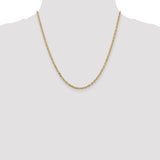 14K 26 inch 3mm Diamond-cut Round Open Link Cable with Lobster Clasp Chain PEN206