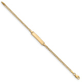 14k Polished Semi-Solid Chain/Solid Plate Cuban Link 20x4.5mm Plate 5.5 inch Baby/Child ID Bracelet DCID132