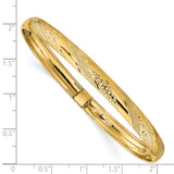 14k Polished Textured and Diamond-cut Twist Pattern 6.20mm Flexible Oval Bangle Bracelet DB697
