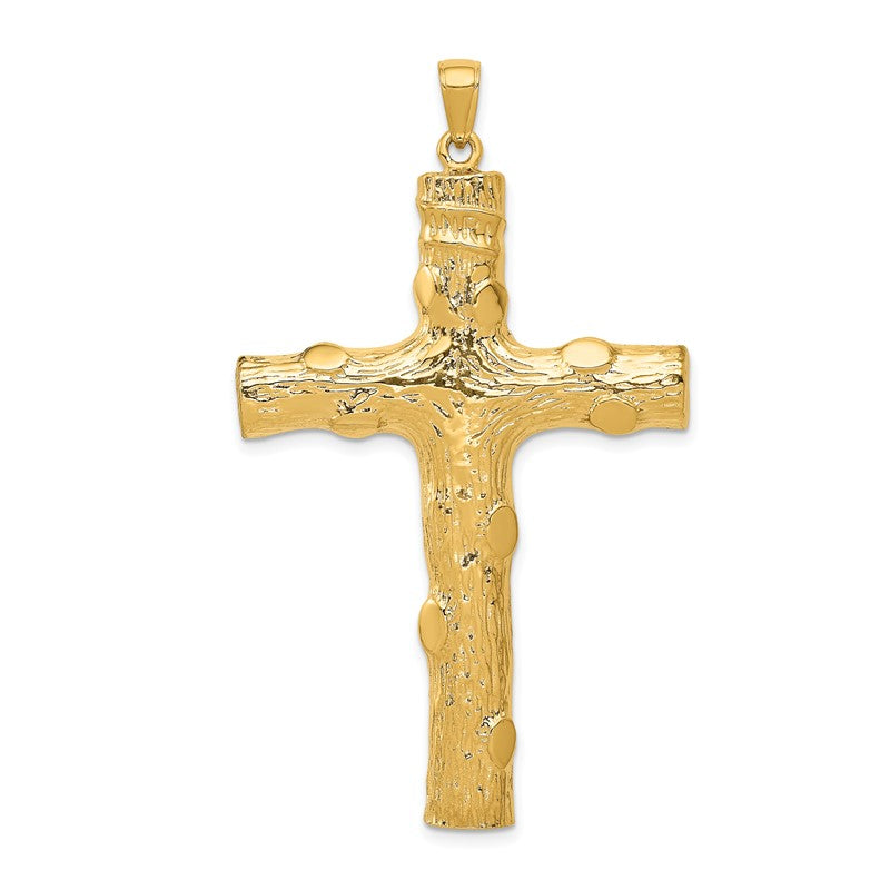 14K Large Tree Textured Cross Pendant K5459