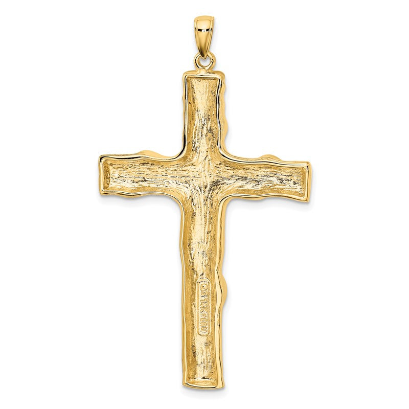 14K Large Tree Textured Cross Pendant K5459