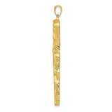 14K Large Tree Textured Cross Pendant K5459