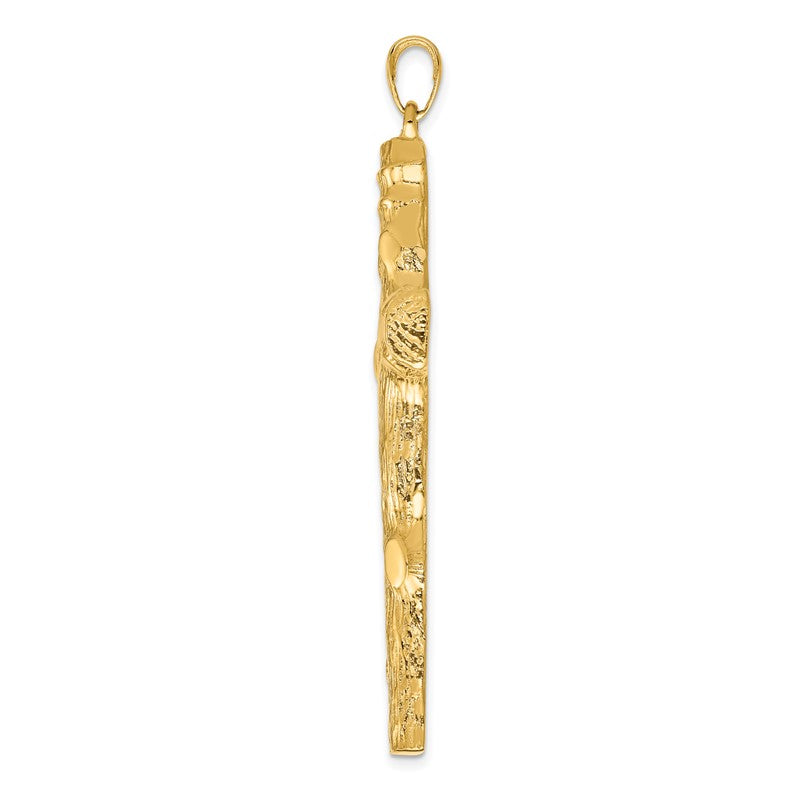 14K Large Tree Textured Cross Pendant K5459