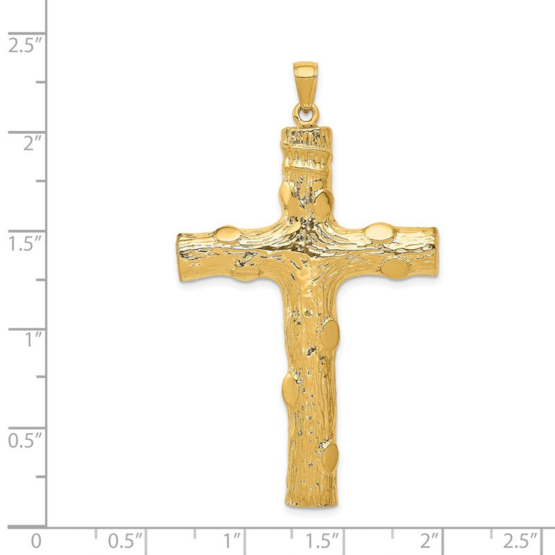 14K Large Tree Textured Cross Pendant K5459