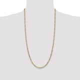 14K 10 inch 3.5mm Semi-Solid Figaro with Lobster Clasp Anklet BC93