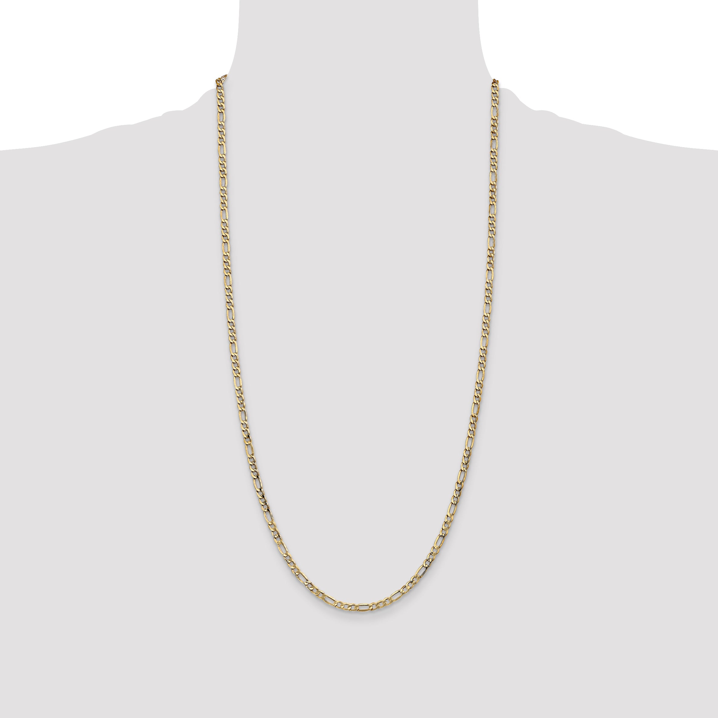 14K 10 inch 3.5mm Semi-Solid Figaro with Lobster Clasp Anklet BC93