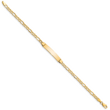 14k Polished Semi-Solid Chain/Solid Plate Figaro Link 25.5x5mm Plate 7 inch ID Bracelet DCID107