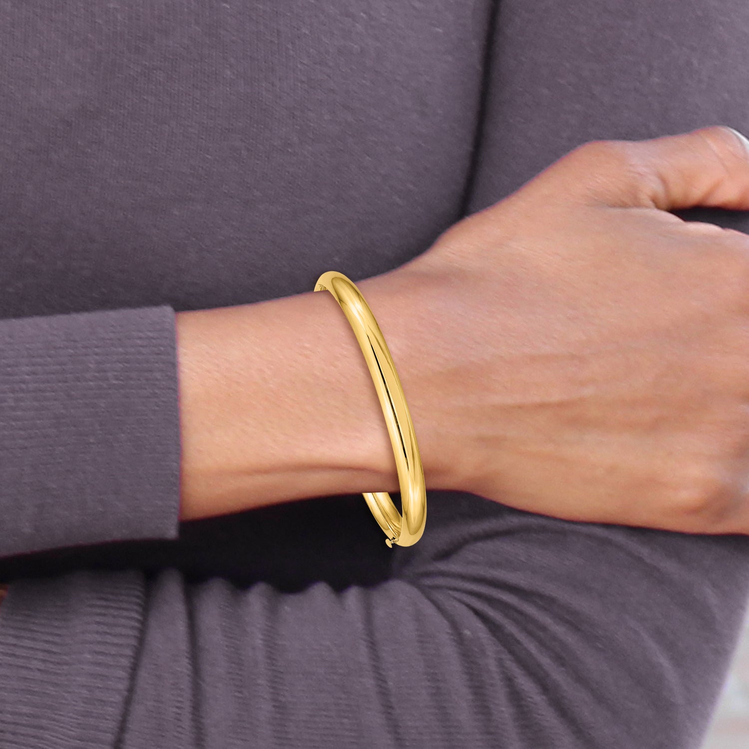 14k 3/16 Polished 5mm Hinged Baby Bangle BP3/16