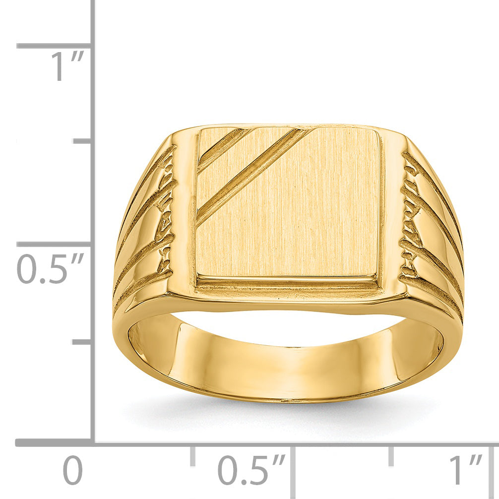 14k 11.5x11.0mm Open Back Mens Signet Ring CH164