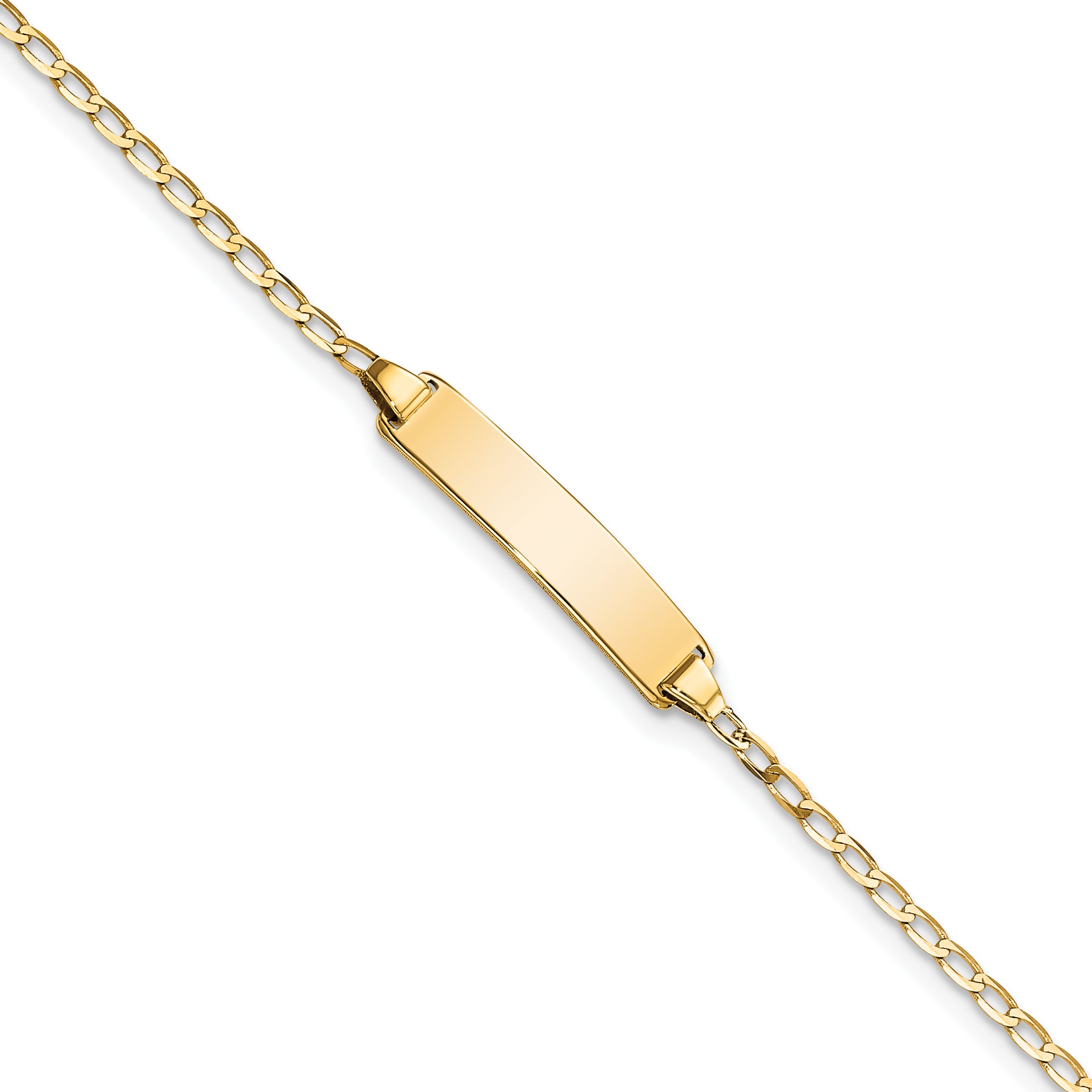 14k Polished Solid Chain/Solid Plate Flat Curb Link 19.5x3.5mm Plate 7 inch ID Bracelet LID69