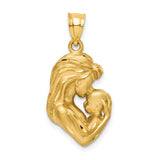14K Brushed Diamond-cut Mom and Baby Pendant C4540