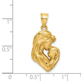 14K Brushed Diamond-cut Mom and Baby Pendant C4540