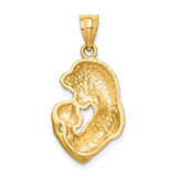 14K Brushed Diamond-cut Mom and Baby Pendant C4540