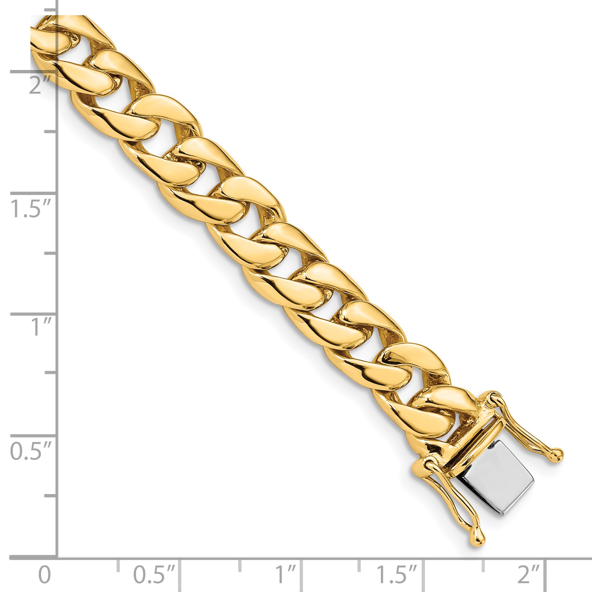 14K 8 inch 8mm Hand Polished Curb Link with Box Catch Clasp Bracelet FL445