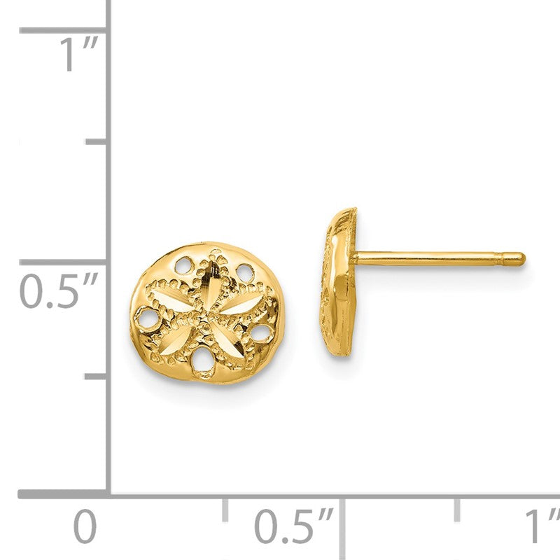 14K Diamond-cut Sand Dollar Earrings TC766