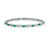 14k White Gold Complete Diamond and Oval Emerald Infinity 7.25 inch Bracelet BM4485