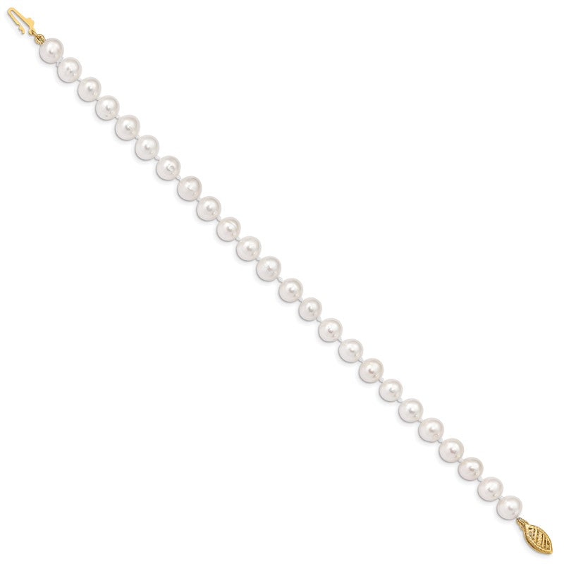 14k 6-7mm White Near-Round Freshwater Cultured Pearl 16 inch Necklace WPN060