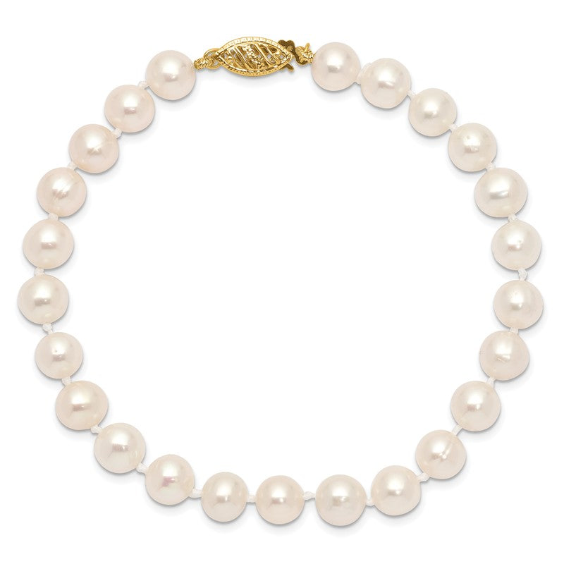 14k 6-7mm White Near-Round Freshwater Cultured Pearl 16 inch Necklace WPN060