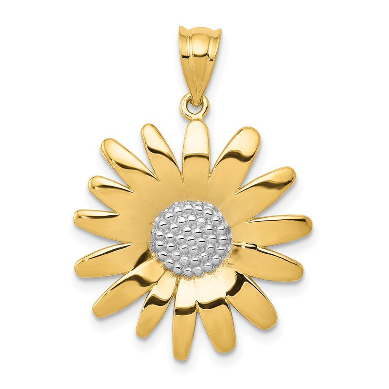 14k and White Rhodium Sunflower Pendant K4821