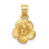 14k Satin Diamond-cut Hibiscus Flower Pendant K5973