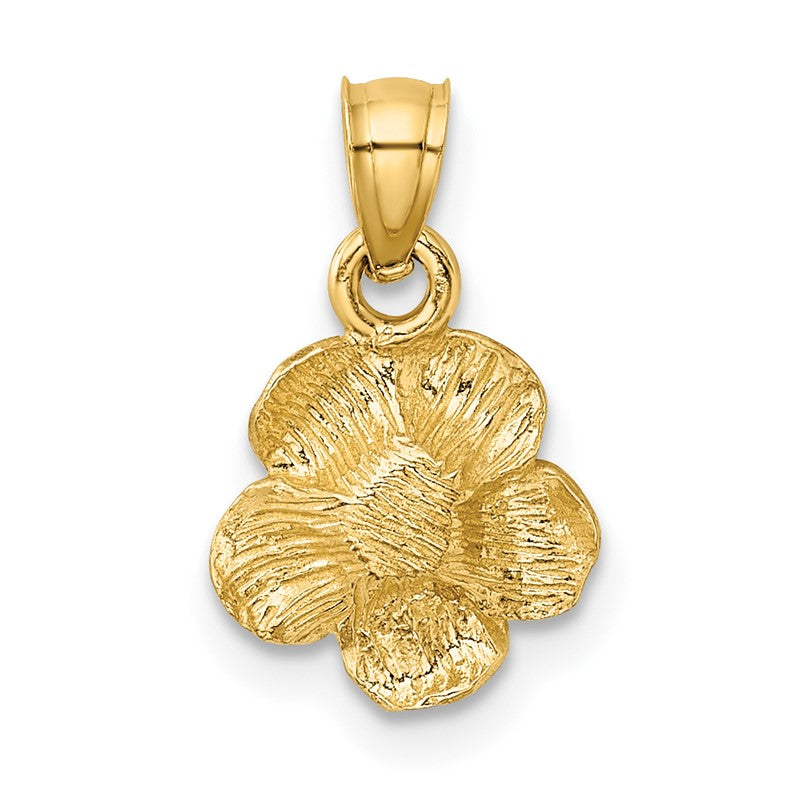 14k Satin Diamond-cut Hibiscus Flower Pendant K5973