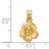 14k Satin Diamond-cut Hibiscus Flower Pendant K5973