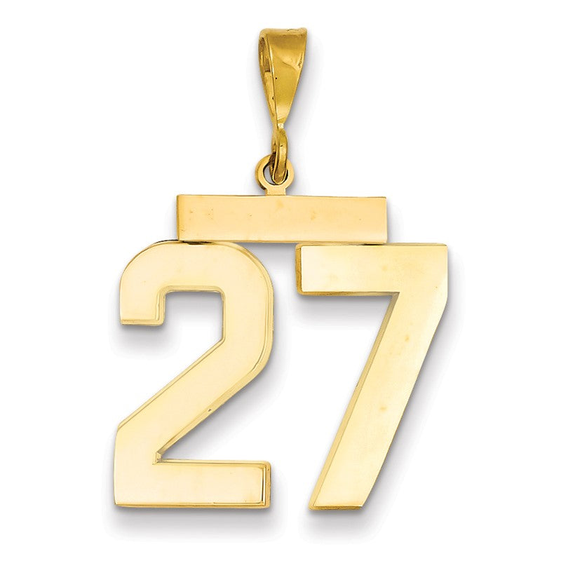 14k Large Polished Number 27 Charm LP27