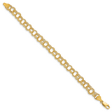 14k 7mm Solid Textured Triple Link 7 inch Charm Bracelet DO537