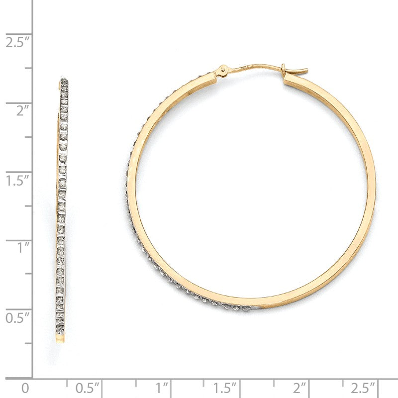 14k Diamond Fascination Diamond Dust/Accent 2x46mm Round Hoop Earrings DF122