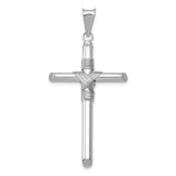 14K White Gold with Center Wrap Tube Cross Pendant K6198