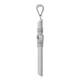 14K White Gold with Center Wrap Tube Cross Pendant K6198